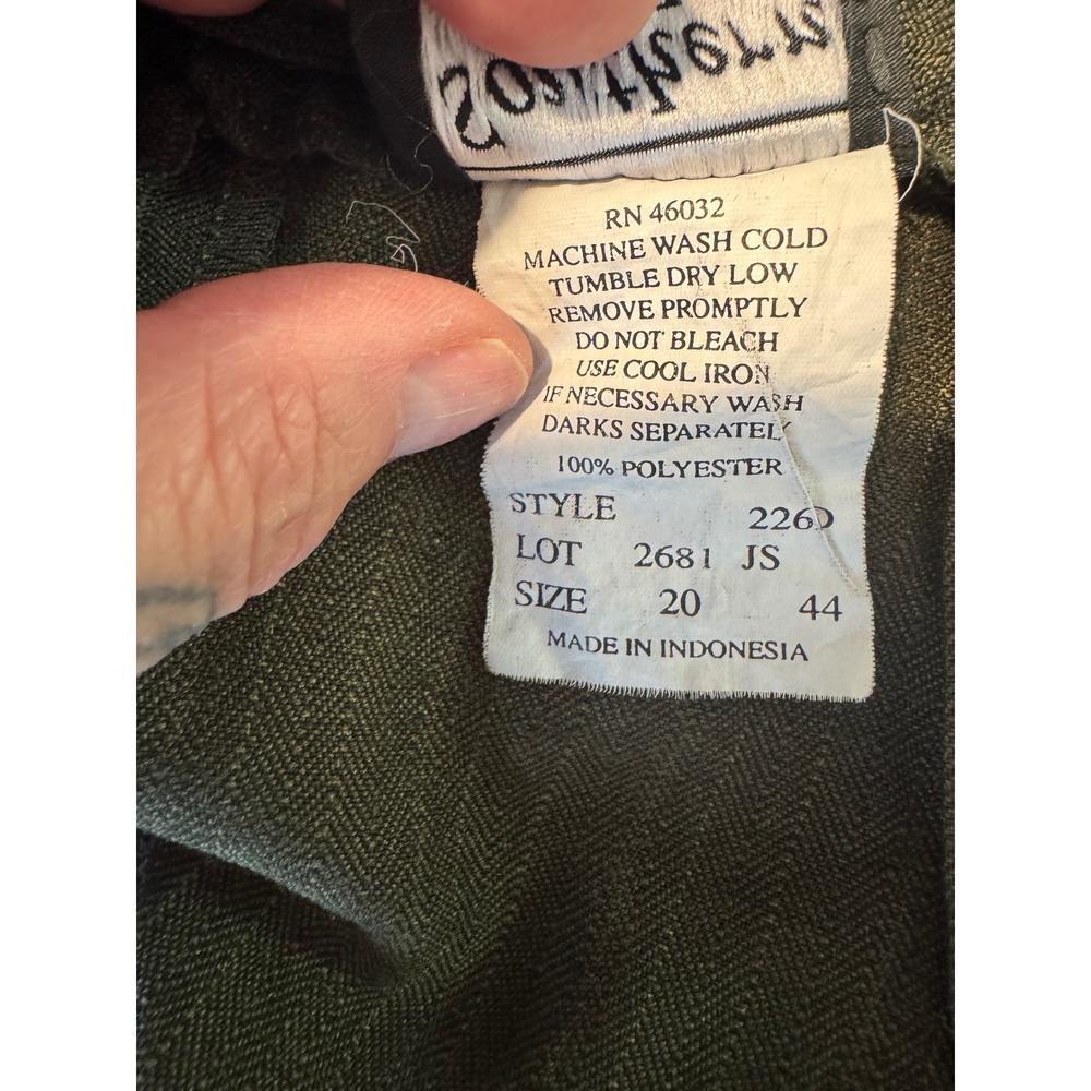 Vintage Southern Lady Olive Green Pinstripe Skirt Suit Blazer Set Plus Size 20 - Picture 4 of 11